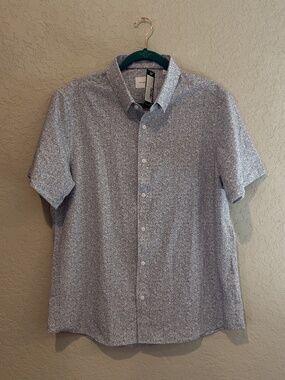 NWT Men's 7 Diamonds Short Sleeve Button Down Blue Floral L